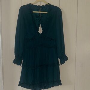 Elegant Teal Ruffle Dress